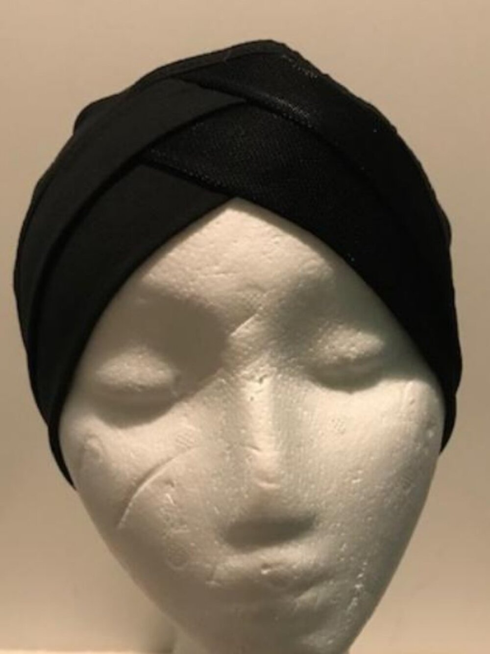 Black Vintage Hollywood Style Instant Turban Chemo Cap